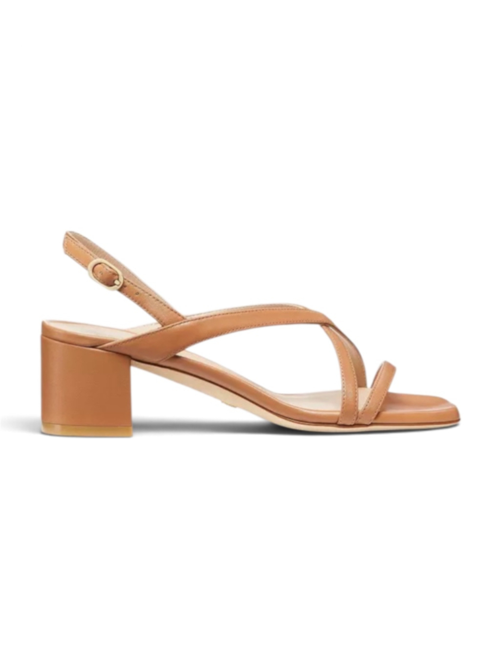 Stuart Weitzman Oasis 50 Block Heel Sandal 9.5 Tan